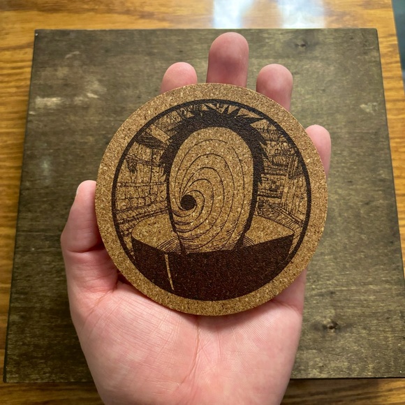 Naruto Tobi Akatsuki Laser Engraved Cork Coaster - Picture 3 of 5